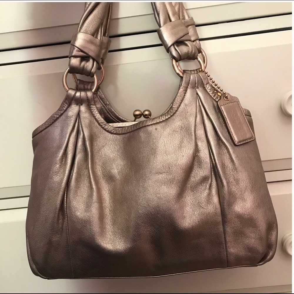 Gold Metallic Coach Satchel
